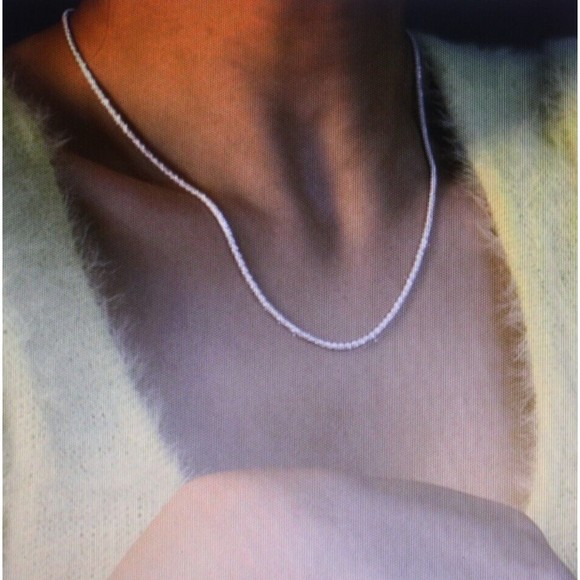 Beautiful 925 Sterling Silver Gypsophila Twisted Sparkly Necklace 18" NIP - Picture 2 of 4